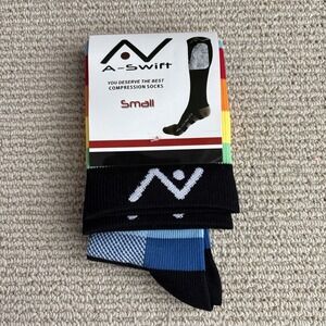 A-Swift Compression Bright Neon Stripes Socks Size Small Unisex Brand New